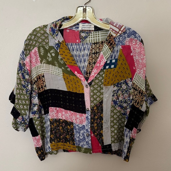 Urban Outfitters Multicolor Patchwork Button Down Shirt - Picture 1 of 3